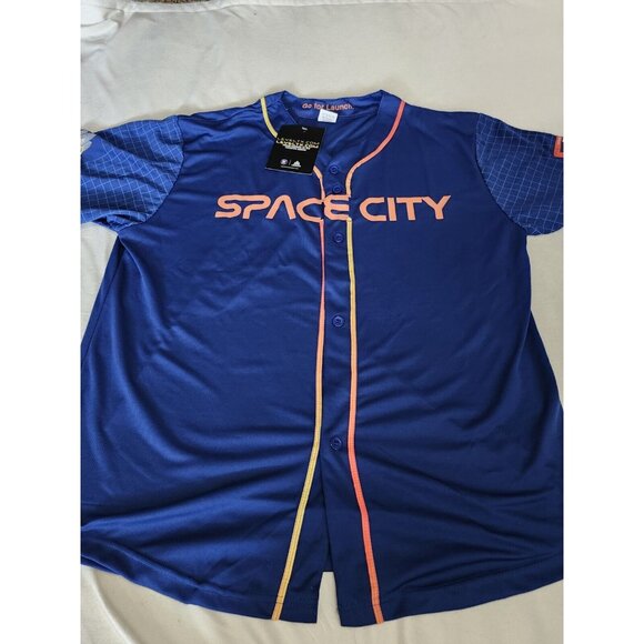 Houston Astros Jersey Mens XL Blue Button Up MLB Baseball Joshua Hader LevelTX - Picture 2 of 9